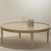Rowan Coffee Table in Champagne Glass, Wood Veneer & Champagne Metal